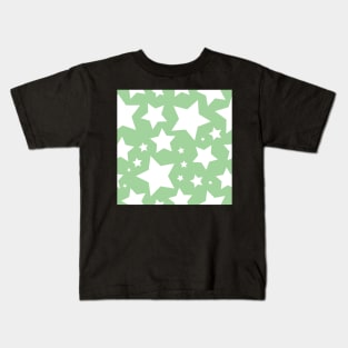 White star print on light green Kids T-Shirt